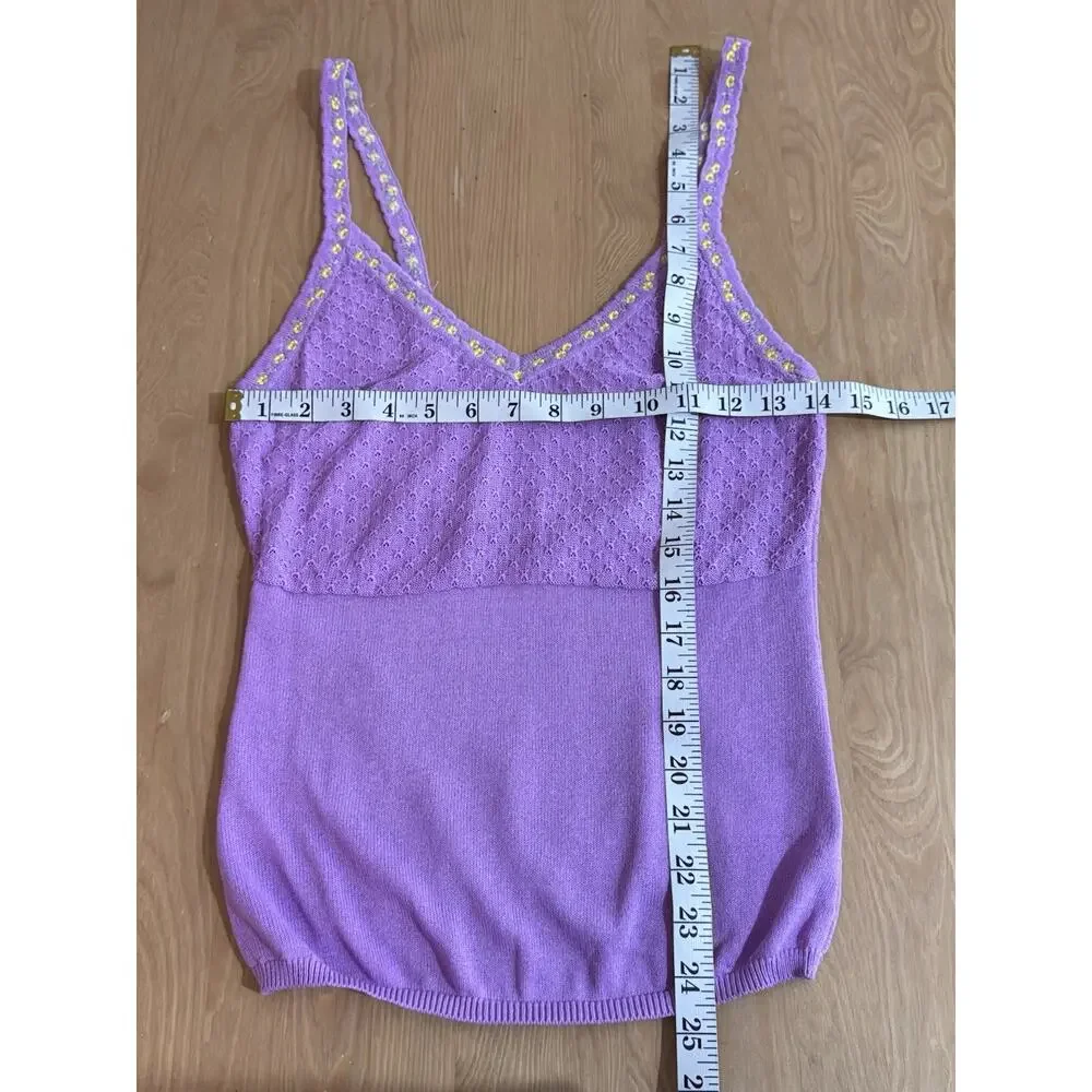 Free People Intimately Womens Top Tank Little Flirt Cami Purple Knit m